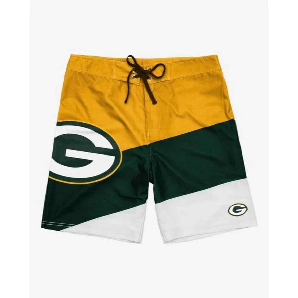 Green Bay Packers Super Lightweight Thin Summer Swim / Boardshorts Men's…
